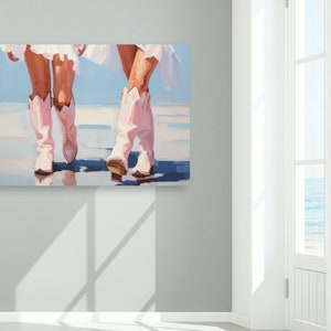 Küsten Cowgirl druckbare Poster, Stiefel trendige, Preppy Cowgirl Wohnheim Zimmer Wand Kunst, Girly digitaler Download ästhetische blau rosa Bild 2