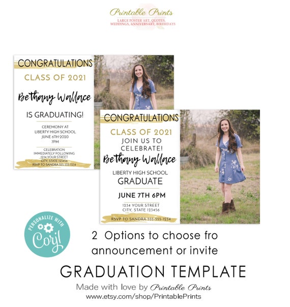 GRADUATION INVITATION TEMPLATE 2022 Photo Card Editable | Etsy