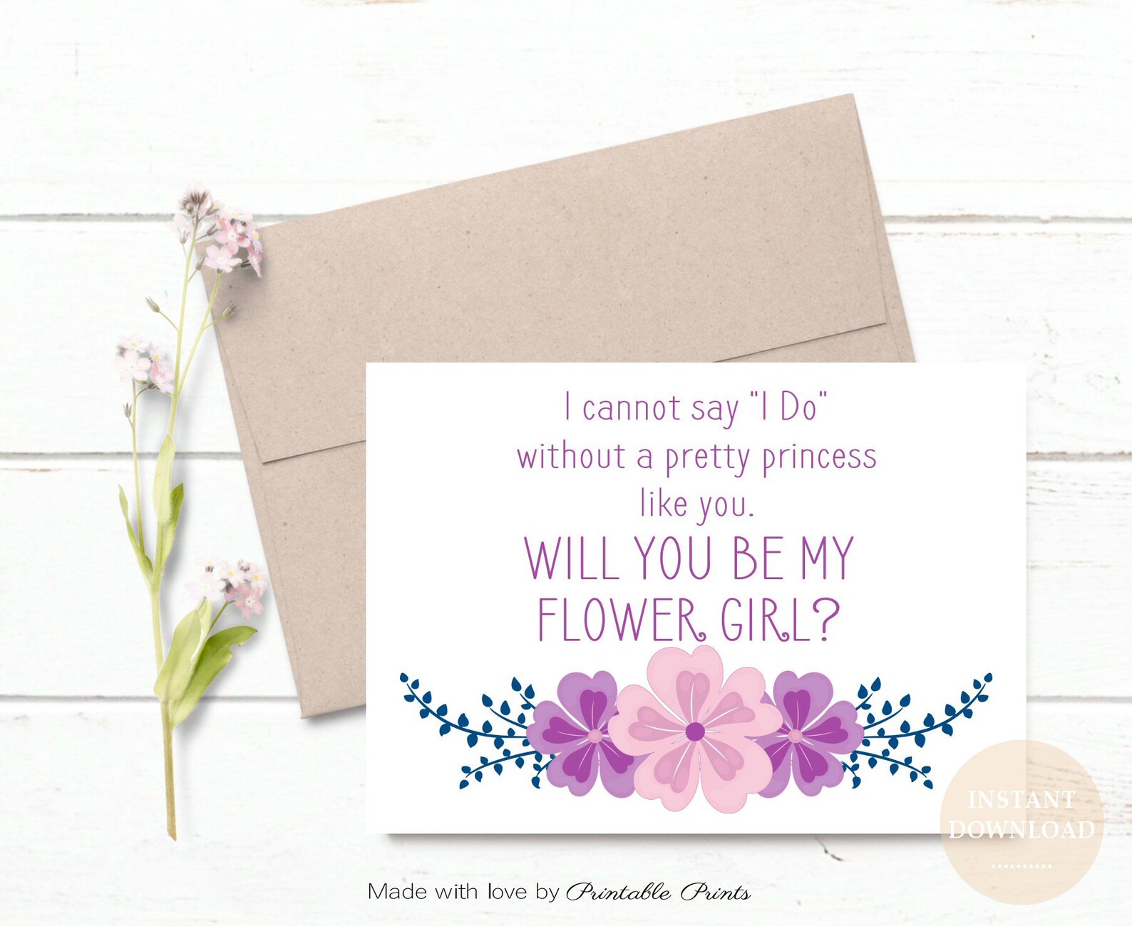 Will You Be My Flower Girl Proposal PURPLE Wedding Printable Etsy