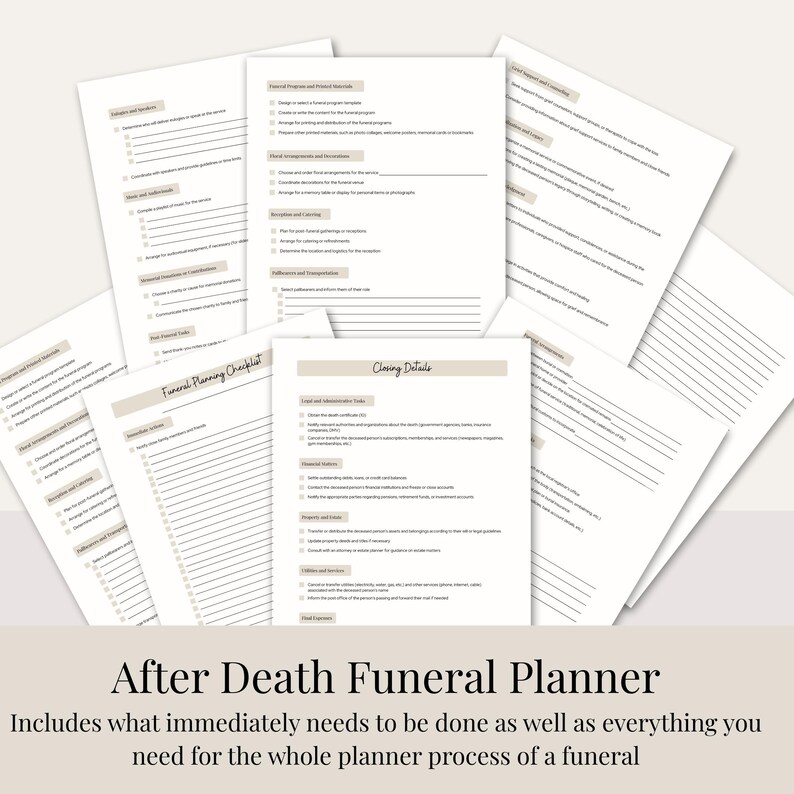 Funeral Planner Checklist: Celebration of Life Arrangements (printable ...