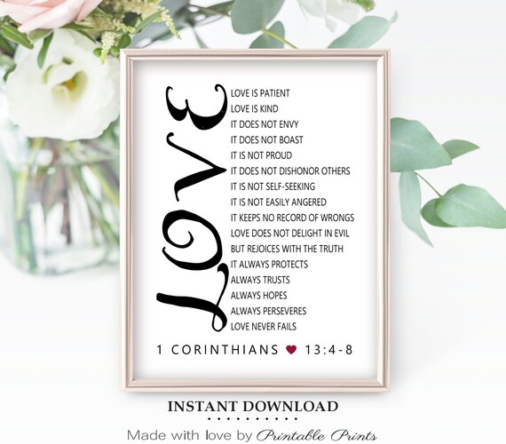 Love is Patient Printable Print BIBLE VERSE 1 Corinthians | Etsy