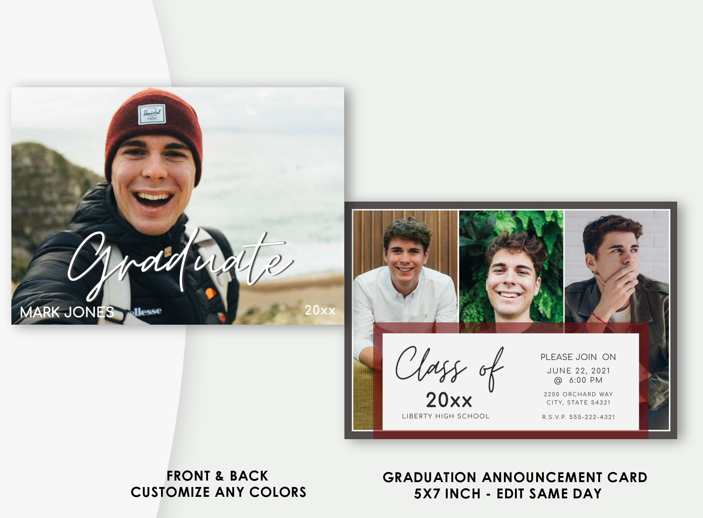 GRADUATION ANNOUNCEMENT 2023 Template Personalized Printable Etsy