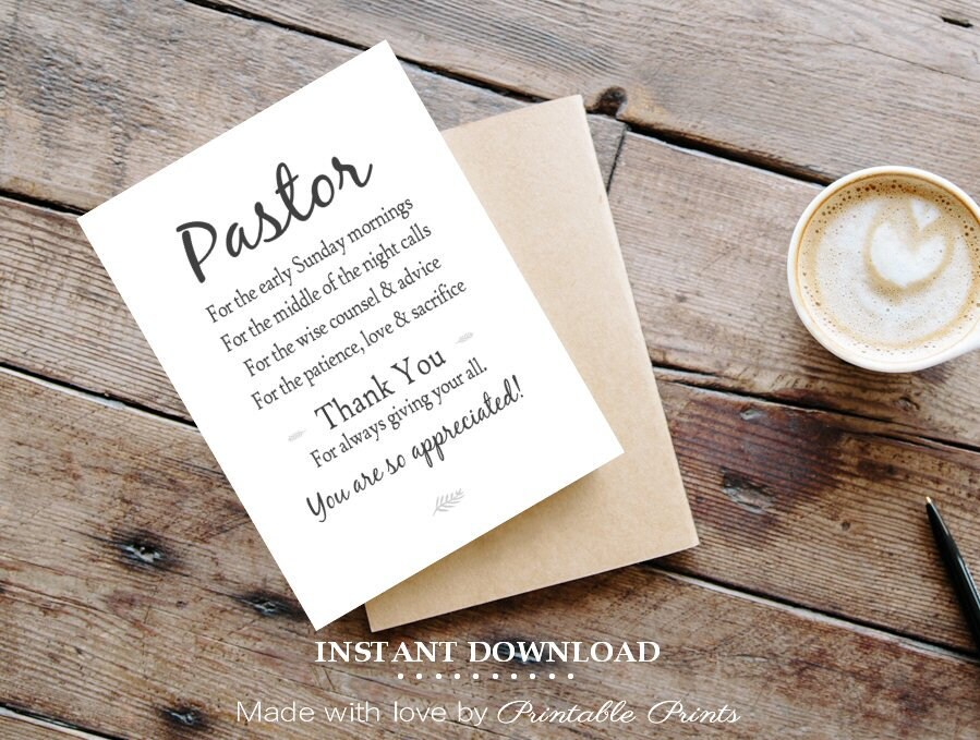 Printable PASTOR APPRECIATION Card 5x7 CARD Gift For Pastor Etsy