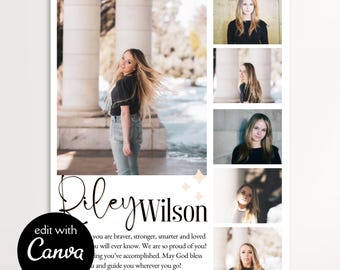 Full Page Yearbook Ad CANVA Template, Personalized 8.5x11" Senior Tribute, High School Graduation, Custom Photo Collage Modern Girl
