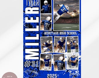 Homecoming Poster Canva Template, Football 9 Photo Collage, Custom Colors Mascot, Senior Night Sports Digital Download Free Sports Graphics