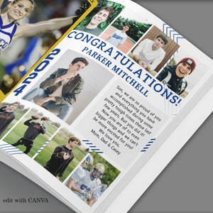 YEARBOOK AD Template Full Page CANVA, Editable Layout, Guys Modern Senior High School Graduate 2024 Add your Photos 8.5x11 inch Grad Custom image 1