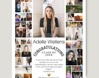 YEARBOOK AD Template, Edit with CANVA, Full Page, Editable Layout, Minimalist 41 Pictures Senior Graduate 2024 8.5x11 inch High School Grad
