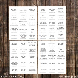 TARJETAS DE BONDAD, Plantilla editable para MARCA, 60 tarjetas imprimibles con citas, paquete de descarga instantánea, Afirmación positiva para jóvenes