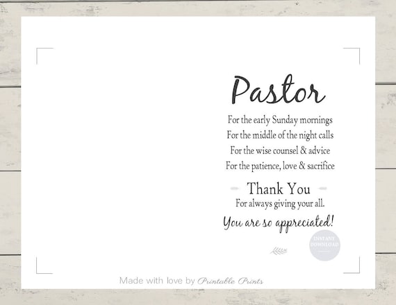 Free Printable Pastor Appreciation Greeting Cards