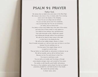 Psalm 91 Prayer Printable Wall Art, Family Prayer Christian Decor, Spiritual Warfare Digital Download Gift Aesthetic Modern Large Poster