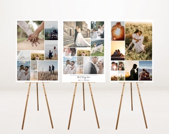 Photo Collage Poster Set Bundle of 3 Templates Edit in Canva, Poster Storyboard Modern Minimalist Photography Wedding + bonus fonts
