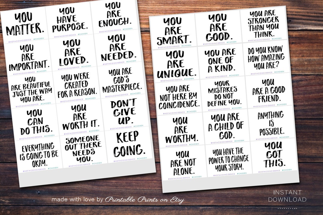 Kindness Cards Printable, ANTI BULLYING Quotes, Instant Download Bundle ...
