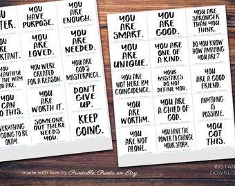 Kindness Cards Printable, ANTI BULLYING Quotes, Instant Download Bundle Set Motivational Notes Youth, Kids Positive Affirmation, Awareness