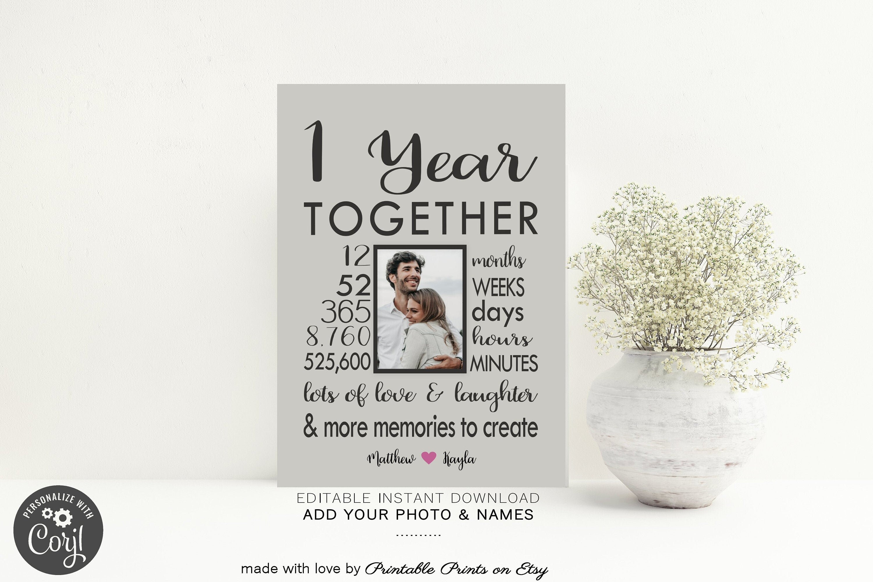 1 YEAR ANNIVERSARY Editable PRINTABLE Print Add Your Photo | Etsy