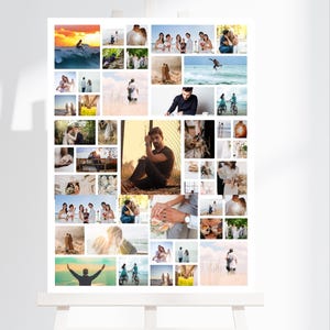 Collage poster canvas sjabloon afdrukbare set van 3, foto's toevoegen, welkomstbord, gedenkteken, viering van het leven, gepersonaliseerde posterafdruk afbeelding 4