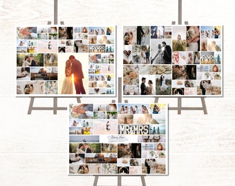 36X24" PHOTO COLLAGE Bundle Canva Template Picture Posters Editable Storyboard, Funeral, Wedding,  Anniversary BONUS Fonts & Graphics