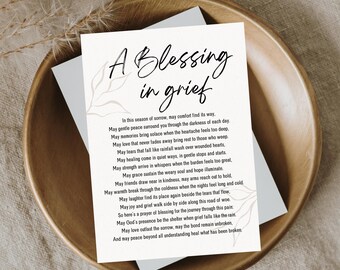 Sympathy Card Christian Blessing Prayer for Grieving, Printable 5x7" Poem Quote, Instant Download Religious Gift, Loss of Loved One