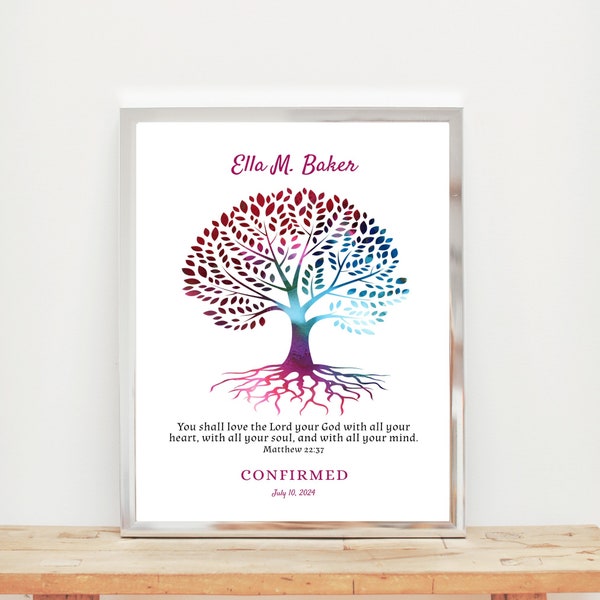 Confirmation Gift for Girl or Boy Personalized Printable Editable Template Card, Poster Print, Instant Download Be Edit Scripture Quote