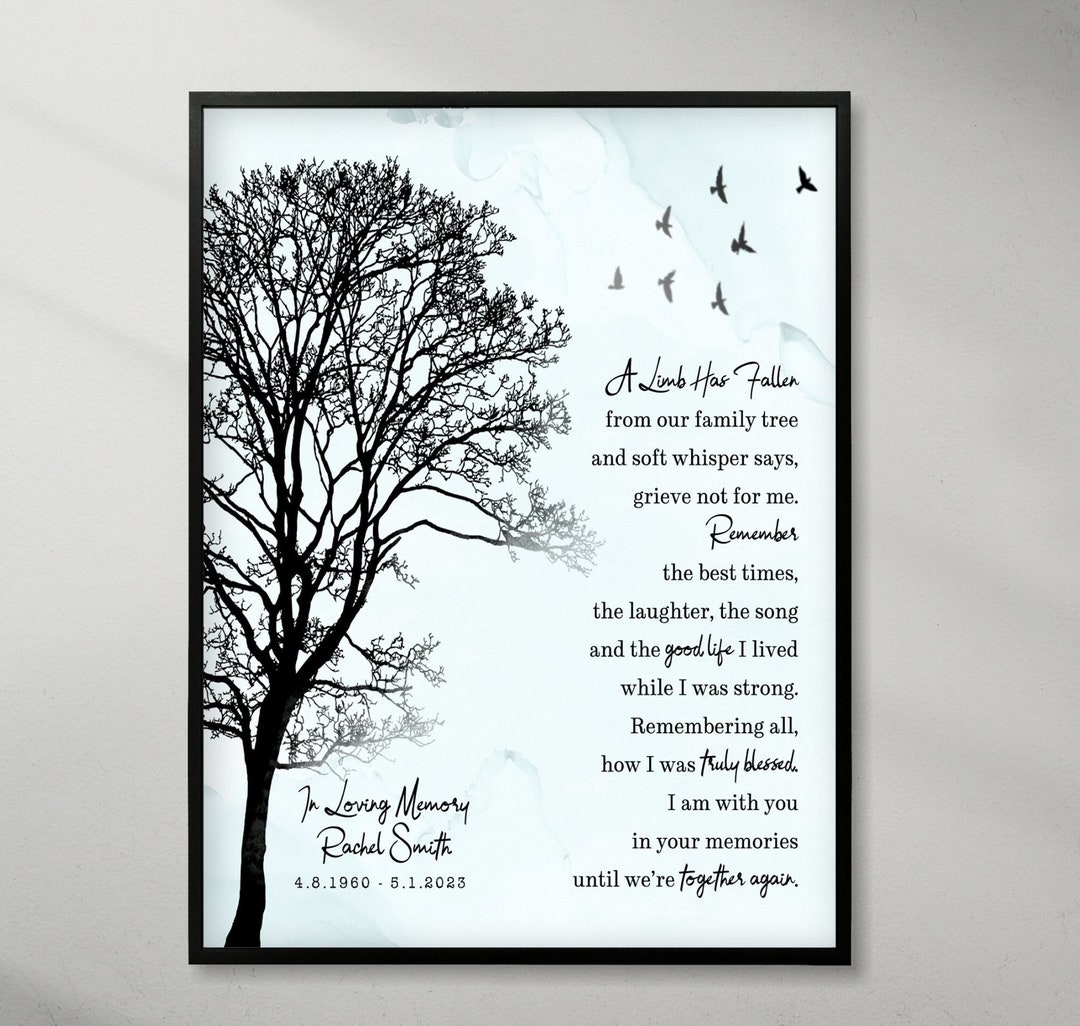 A Limb Has Fallen Memorial Family Tree Sympathy Gift Personalized A Limb Has Fallen Memorial Family Tree Sympathy Gift Personalized
