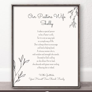 Plantilla de Canva imprimible para regalo de esposa de pastor, regalo personalizado de agradecimiento para la iglesia, póster imprimible editable minimalista.