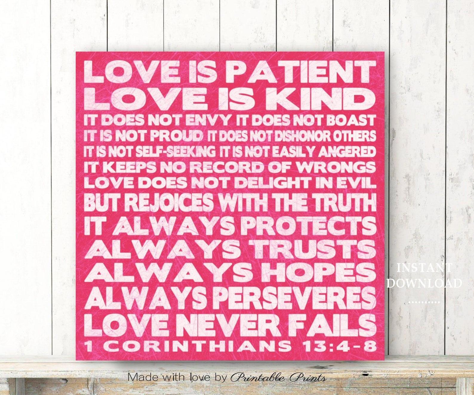 LOVE IS PATIENT Printable Large Square Art 12x12 1 Corinthians | Etsy