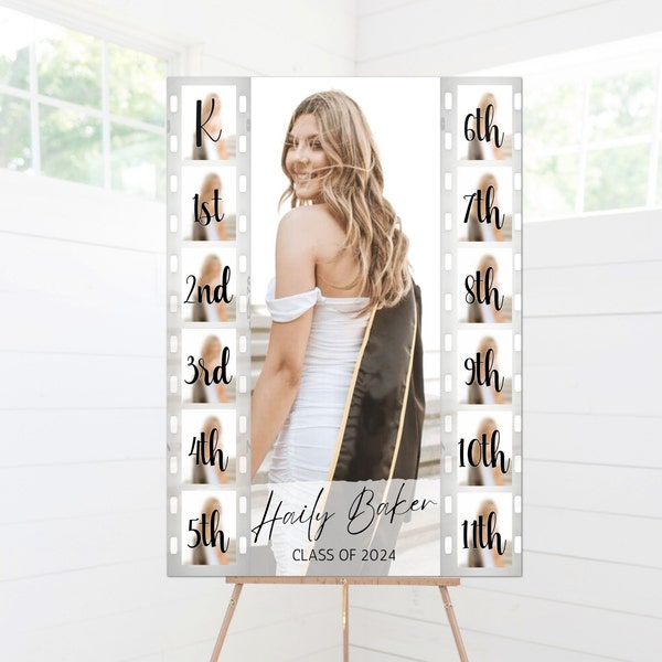 Graduation Poster K - 12 Photo Collage Template Edit with CANVA Through The Years Personalized Printable Sign Add School Pictures