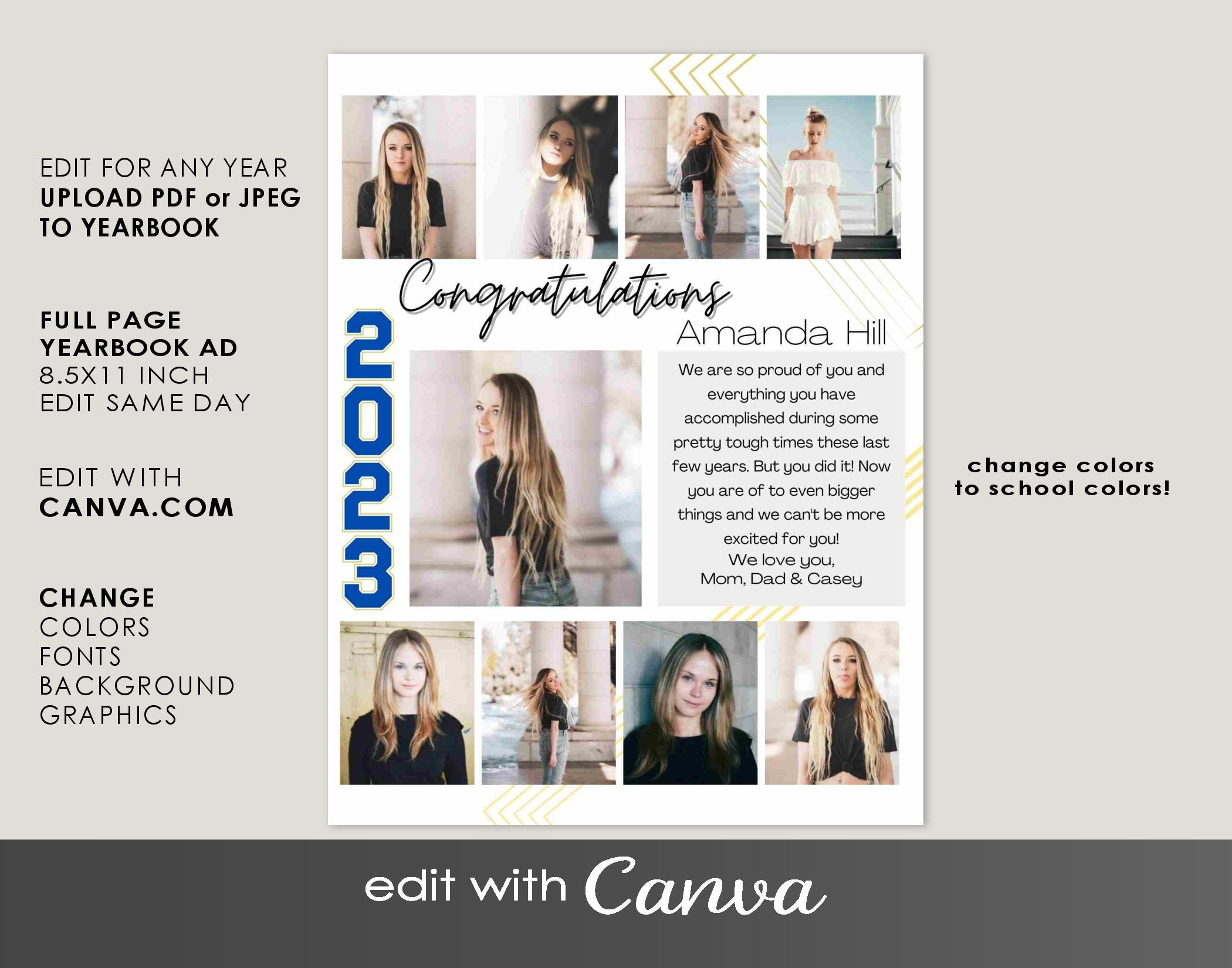 YEARBOOK AD Template CANVA Full Page Editable Layout Senior Etsy YEARBOOK AD Template CANVA Full Page Editable Layout Senior Etsy