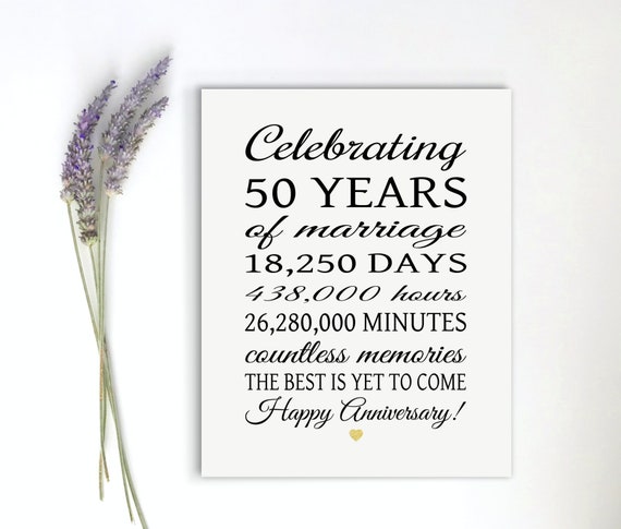 50th ANNIVERSARY PRINTABLE Art50 Years Golden Anniversary | Etsy