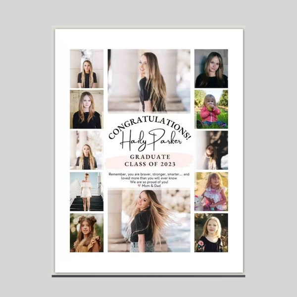 YEARBOOK AD Template, Edit with CANVA, Full Page, Editable Layout, Minimalist 10 photos Senior Graduate 2024 8.5x11 inch High School Grad