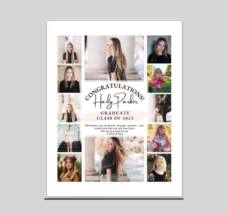 YEARBOOK AD Template, Edit with CANVA, Full Page, Editable Layout, Minimalist 10 photos Senior Graduate 2023 8.5x11 inch High School Grad