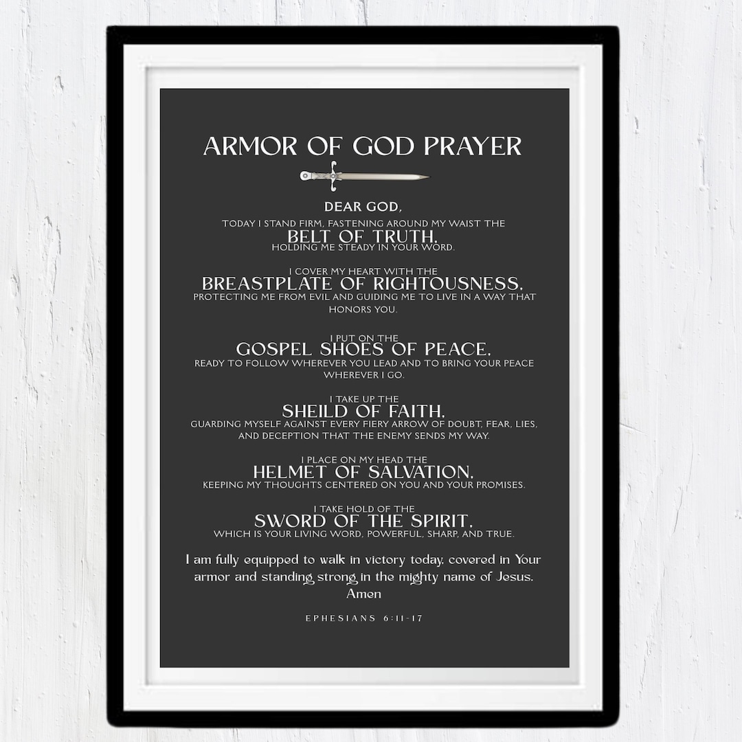 Armor of God Prayer Wall Art, Ephesians 6 Printable Christian Decor
