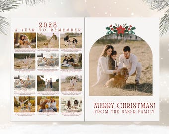 Christmas Card or Letter Printable Template, Photo Newsletter, Edit with Canva, Family Letter, Bundle Minimalist Instant download