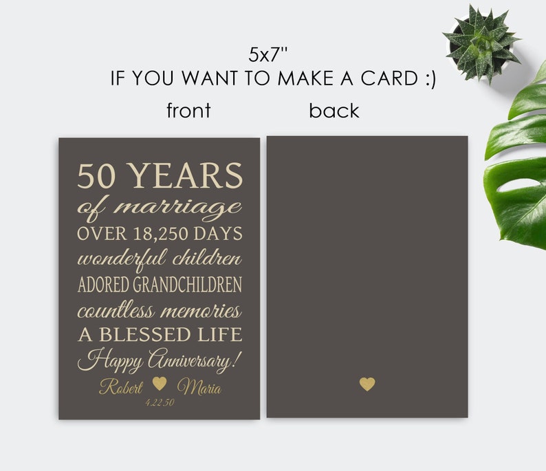 50th ANNIVERSARY Personalized Printable Print Editable Sign Instant Download Template Print and Frame or Make a Card image 5