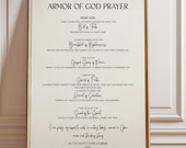 Armor of God Prayer Printable Wall Art, Ephesians 6 Christian Decor, Spiritual Warfare Digital Download Gift Aesthetic Modern Large Poster