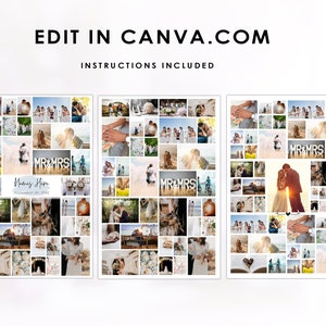 24x36&quot; PHOTO COLLAGE Bundle Poster Photo Templates, Edit in Canva, Poster Storyboard, Funeral, Wedding, Birthday, BONUS 28 graphics