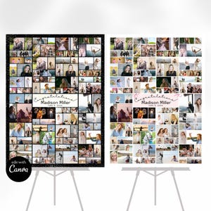 POSTER 24x36 Canva PHOTO COLLAGE 96 photos editable template, Graduation, Anniversary, Birthday Poster Storyboard Printable Celebration Sign