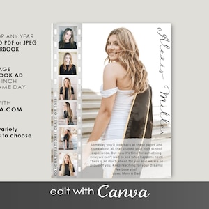 Full Page YEARBOOK AD Template, Edit with CANVA, Editable Layout, Minimalist Modern 7 photos Senior Graduate 2026 High School Grad