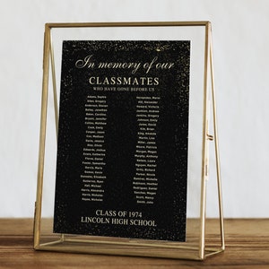Class Reunion Memorial Sign: Editable in Memory of Template (digital ...