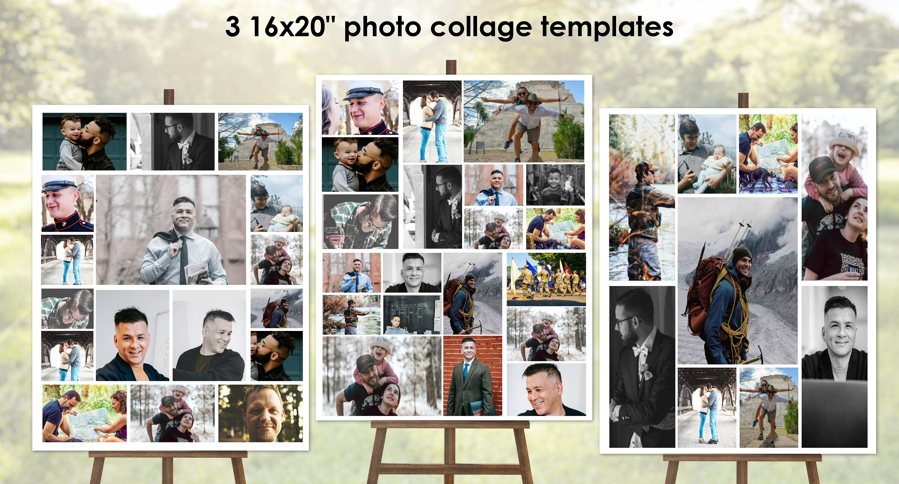 PHOTO COLLAGE TEMPLATE 16x20 Set of 3 Bundle Editable Template - Etsy