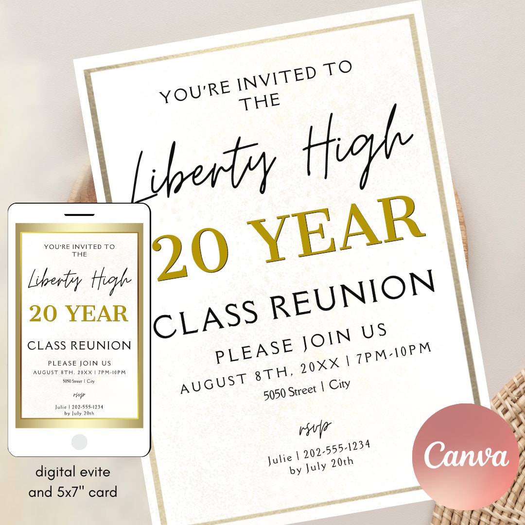 Class Reunion Invitation, Editable Template Canva, Instant Download ...