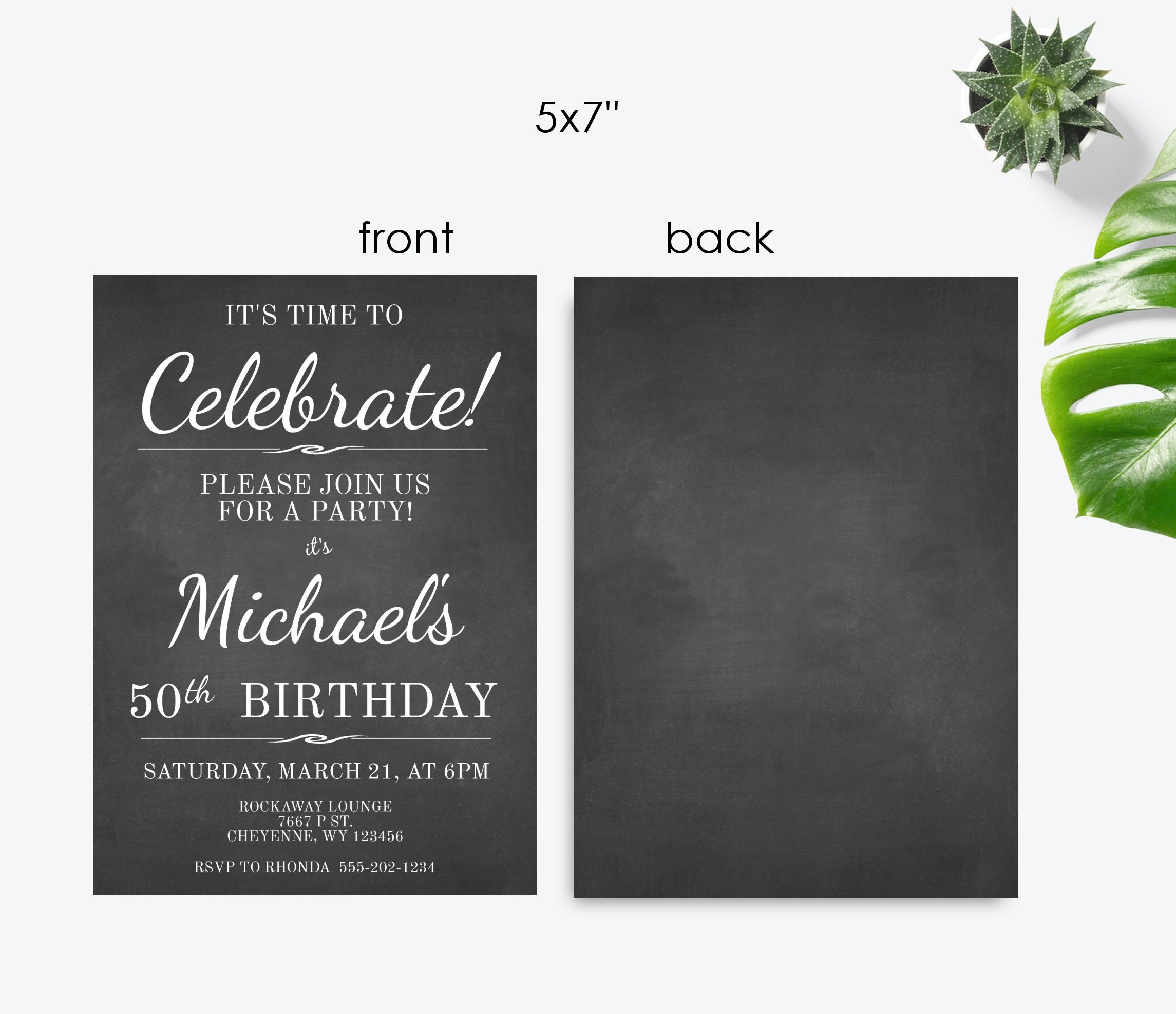 50TH BIRTHDAY Party Evite Invitation Template Editable Etsy