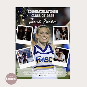 Full Page YEARBOOK AD CANVA Template, Cheer Senior Yearbook ad Tribute Editable Layout, Sports Template Custom Edit School Colors  2026