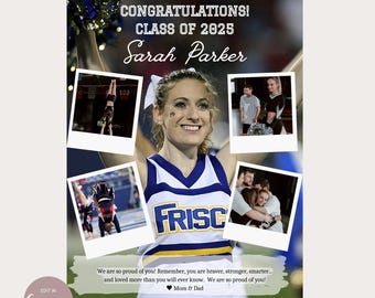 Full Page YEARBOOK AD CANVA Template, Cheer Senior Yearbook ad Tribute Editable Layout, Sports Template Custom Edit School Colors  2027