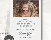 Godmother Proposal Template, Godparent or Godfather, Edit in Canva, Personalized Card add Baby Picture, Printable, Will You Be My Godmother