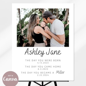 Modelo de placa de ADOÇÃO Canva, cartão de adoção personalizado ou pôster para impressão, download e edição instantâneos, adicione foto e design minimalista moderno