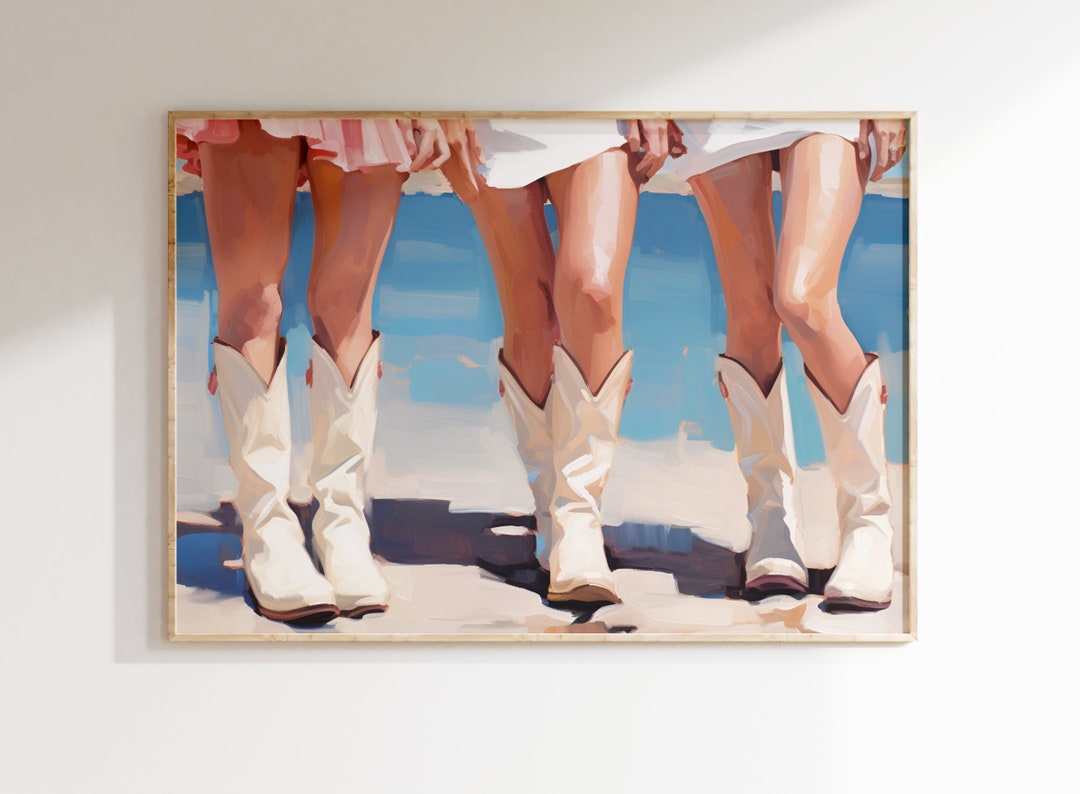 Cowgirl Boots Printable Poster Coastal Decor Blue Western Wall - Etsy