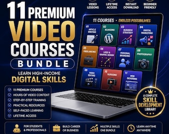 11 Premium Video Courses Bundle | Digital Marketing, Video Editing, Blogging, Freelancing, Branding, Photography & More