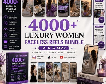 4000+ Luxury Women Faceless Reels Bundle | Aesthetic Viral-Style Content for Instagram, TikTok & YouTube Shorts + PLR/MRR