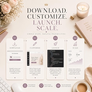 Landing Page Bundle displayed on a laptop showing modern website templates including SaaS, startup, AI, business, eCommerce, portfolio, and dashboard designs built with HTML5, React, Next.js, Bootstrap, Tailwind CSS, Vue, and Angular for web developers and designers.
Download and customise