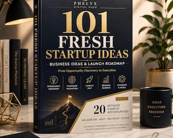 101 Fresh Startup Ideas PDF | Business Ideas & Launch Roadmap | Startup Guide for Entrepreneurs, Side Hustlers and Founders PLR MRR Included